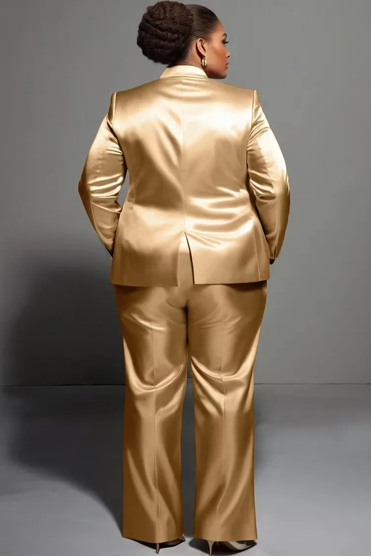 Shiny Silver Women Suit Set 2 Pcs Blazer+Wide Leg Pants Trousers Formal Office Lady Jacket One Button Customized Wedding Coat