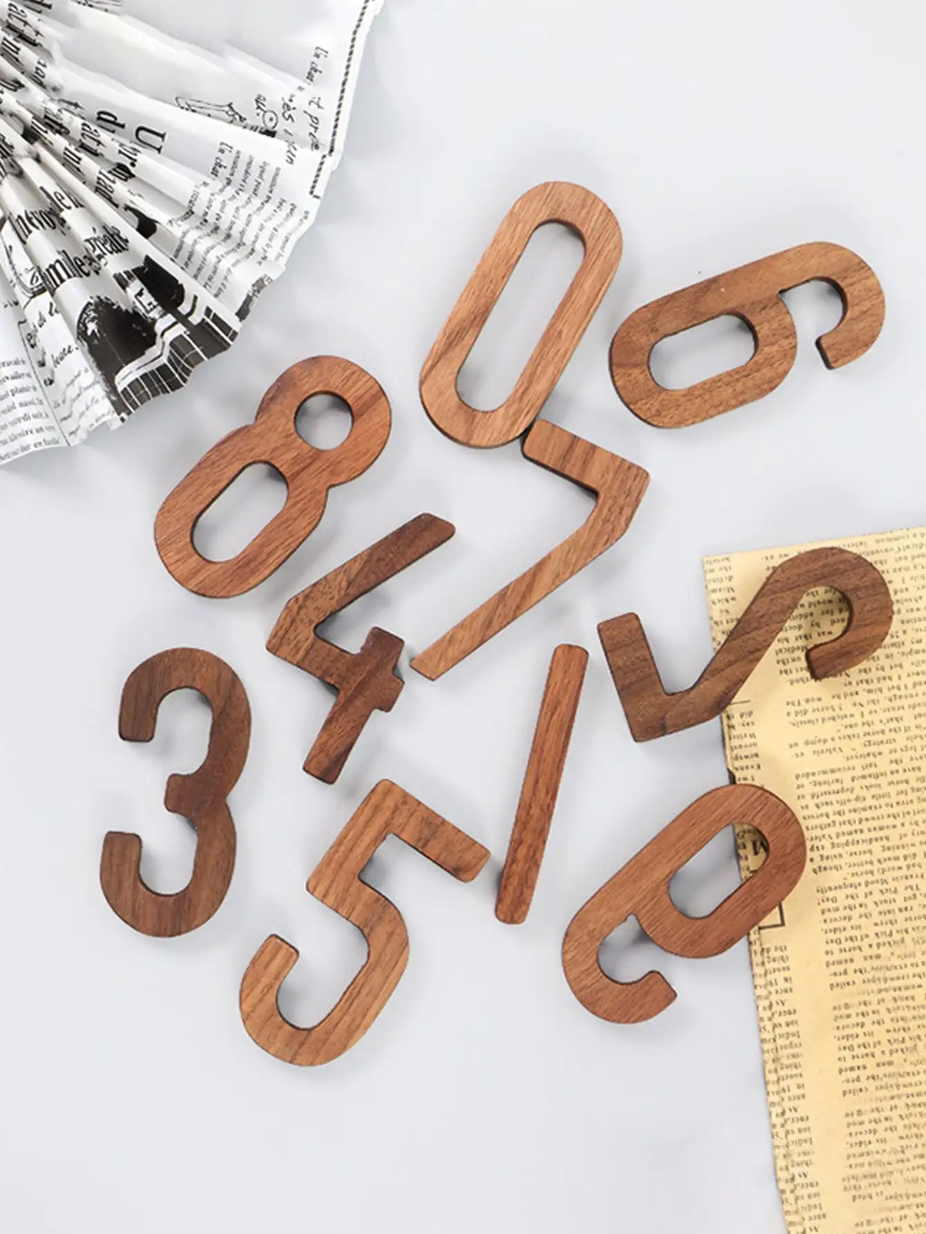 Leeseph Wooden Number Walnut Mailbox Numbers House Numbers for Outside Board for DIY Craft Projects Home Sign Wall Decoration