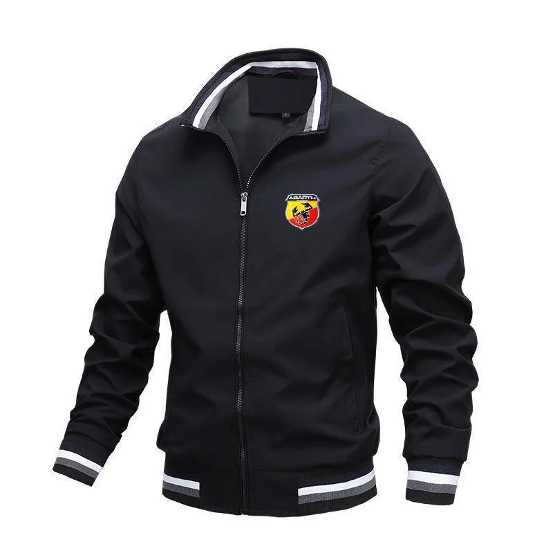 Nueva chaqueta a prueba de viento para motocicleta para hombre y mujer, chaqueta con cremallera para coche Fiat Abarth, chaqueta de Color sólido con solapa estampada BMW para hombre