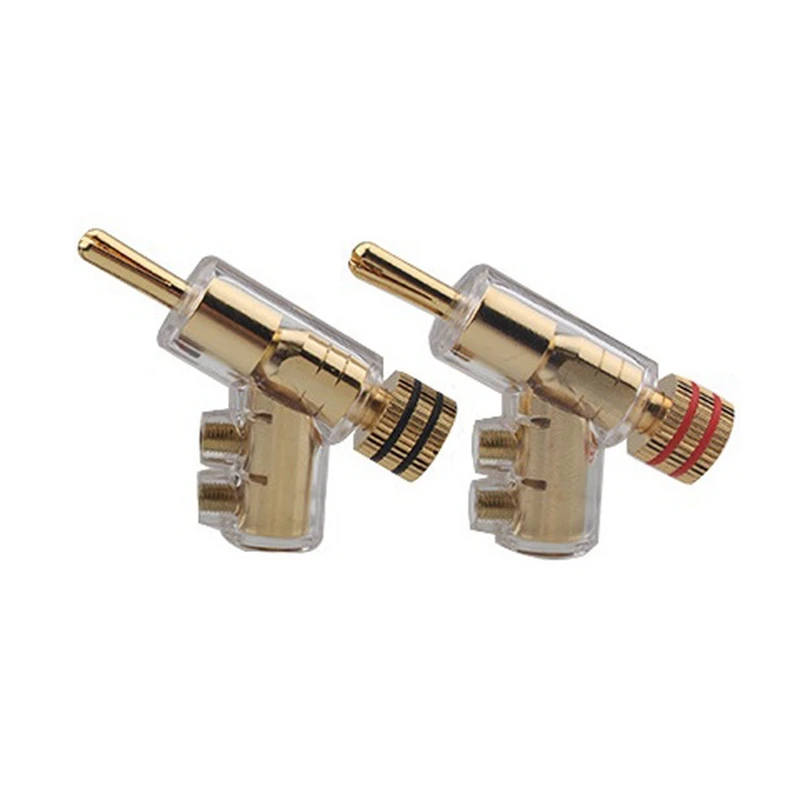 Self-Locking Banana Plug  Hi-End Copper Speaker Terminal Connector Audio Amplifier Y-Shaped Adapter Gold Plated 1Pair