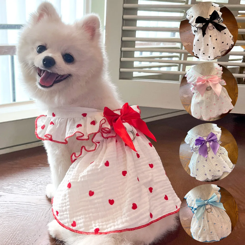 

Dog Clothes Pet Cat Dress Clothing Spring Summer Dogs Cats Teddy Bear Pomeranian Valentine's Day Love Dog Clothing Cat Apparel