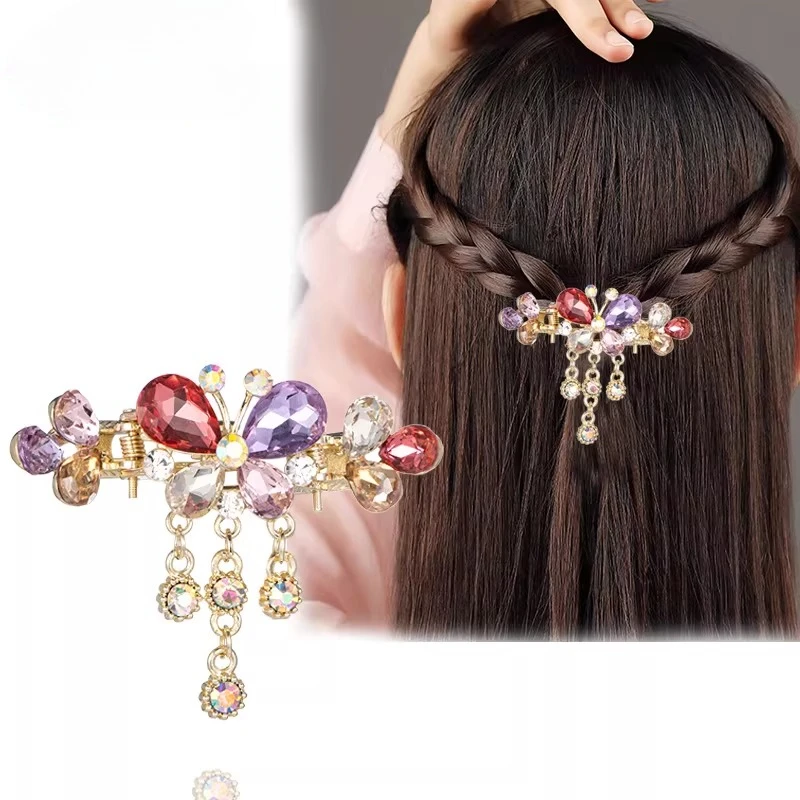 

Women Girls Crystal Tassels Alloy Hair Claw Exquisite Headdress Ladies Spring Summer Small Hair Clip Female 2026 New Headwear