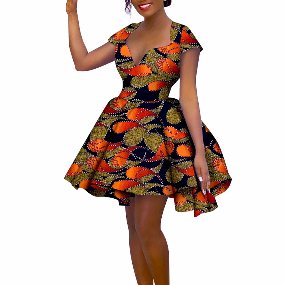 African Dresses for Women New Summer Short Sleeve Printing Dress Dashiki Ankara African Women Clothes Ball Gown WY621