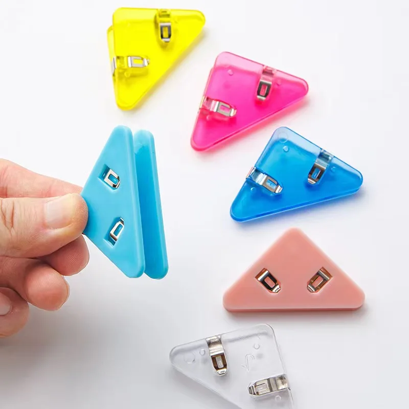 5pcs Mini Color Corner Clips Set Transparent & Solid Colorful Page Holder Paper Clip Clamp File Index Photo Office Schoo