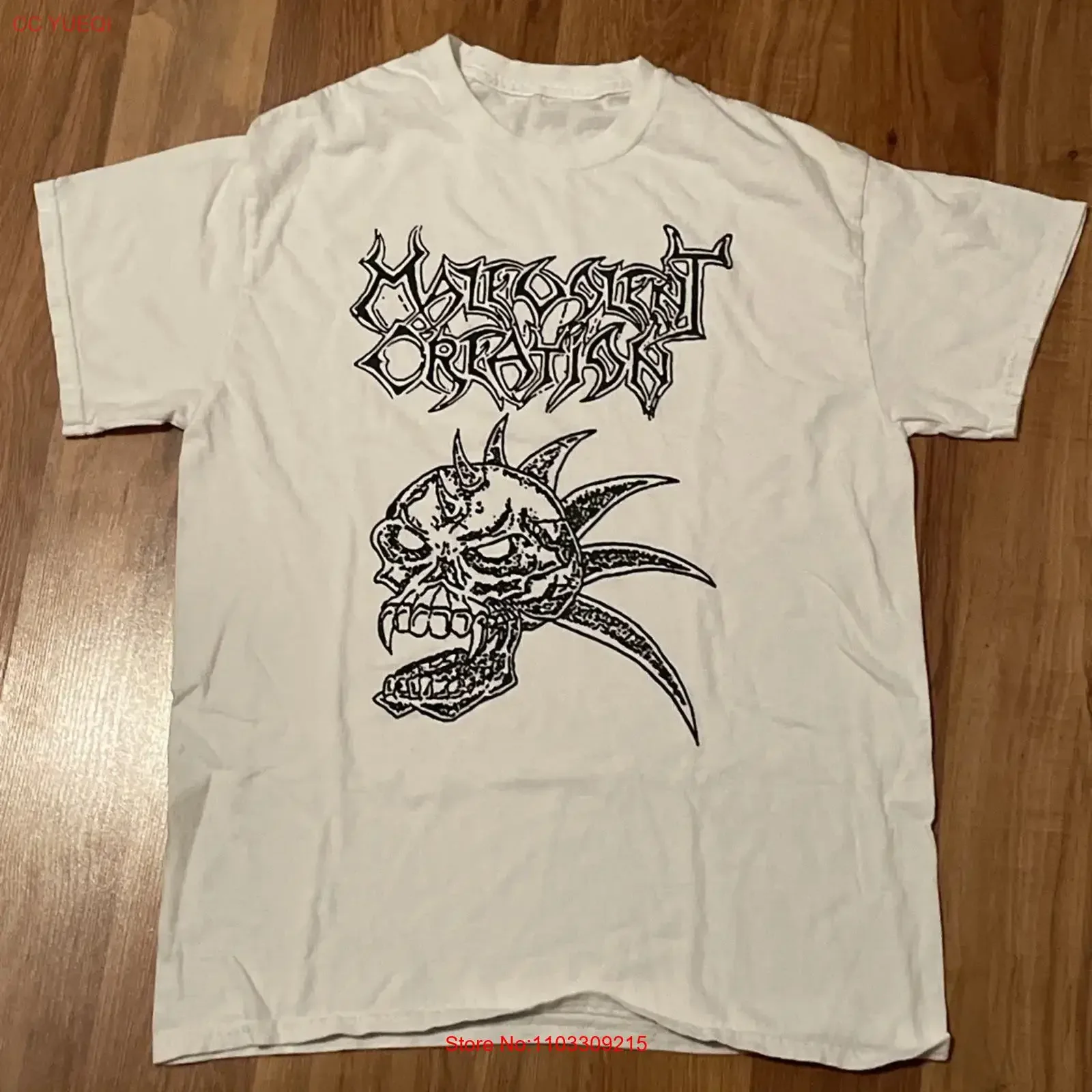 Camiseta Malevolent Creation, talla mediana, estilo vintage, lavada, cómoda y versátil, para uso diario, ligeramente suave, unisex, estilo streetwear