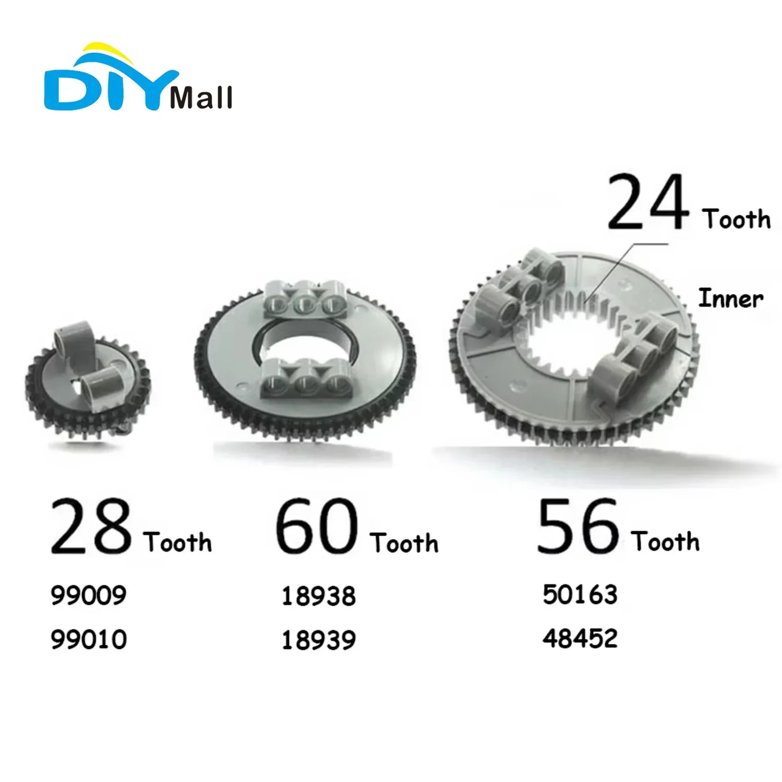 4 Set MOC Mini Turntable 28/56/60 Tooth Mini Bottom Top for Building Blocks Technical Parts 99009+99010 50163+48452 18938+18939