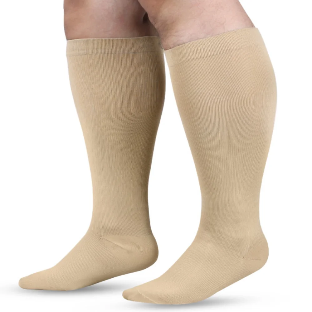 Large Size Men and Women Compression Socks Special Plus Size Unisex Long Solid Color Running Fitness Pressure Socks 2XL 3XL 4XL