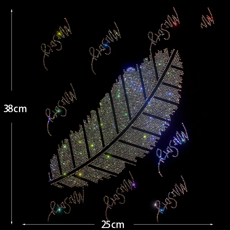 

High-quality embossed diamond creative shiny leaves are ironed on T-shirts, sweaters, hoodies and denim clothing accessories