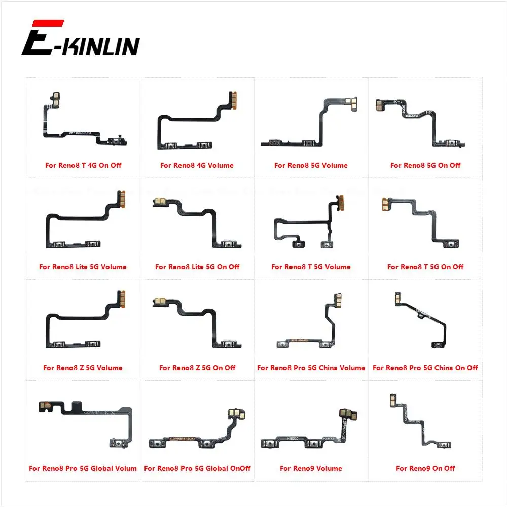 Switch Power ON OFF Key Mute Silent Volume Button Flex Cable For OPPO Reno8 Reno9 Pro Plus Lite T Z Global 4G 5G Parts