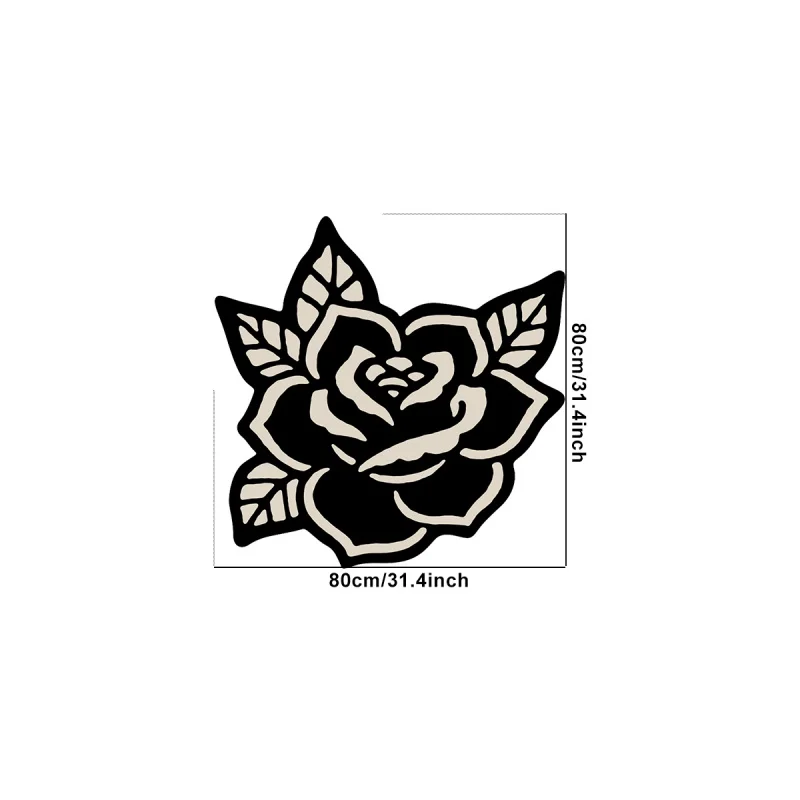 VIKAMA Black Rose Petal Pattern Rug Black and White Artwork Tattoo Studio Decor Personalised Comfortable Living Room Bedroom Mat