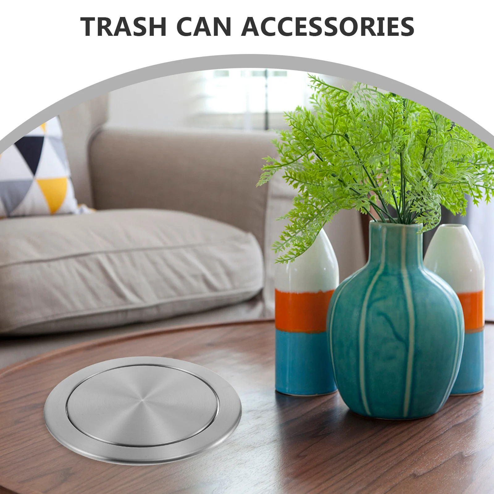 

Built-in Countertop Trash Can Swing Lid Stainless Steel Kitchen Recessed Bin Cover Embedded Waste Disposal Built-in Bin Lid