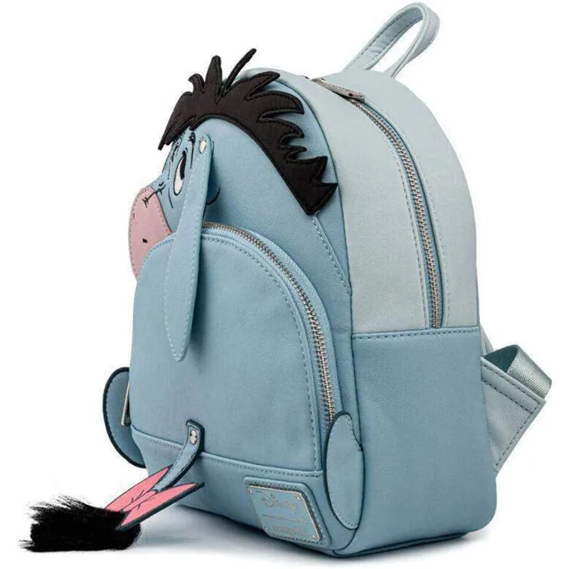 Disney Eeyore Cosplay Womens Double Strap Shoulder Bag Purse Winnie The Pooh Friends Cute Blue PU Leather Backpack