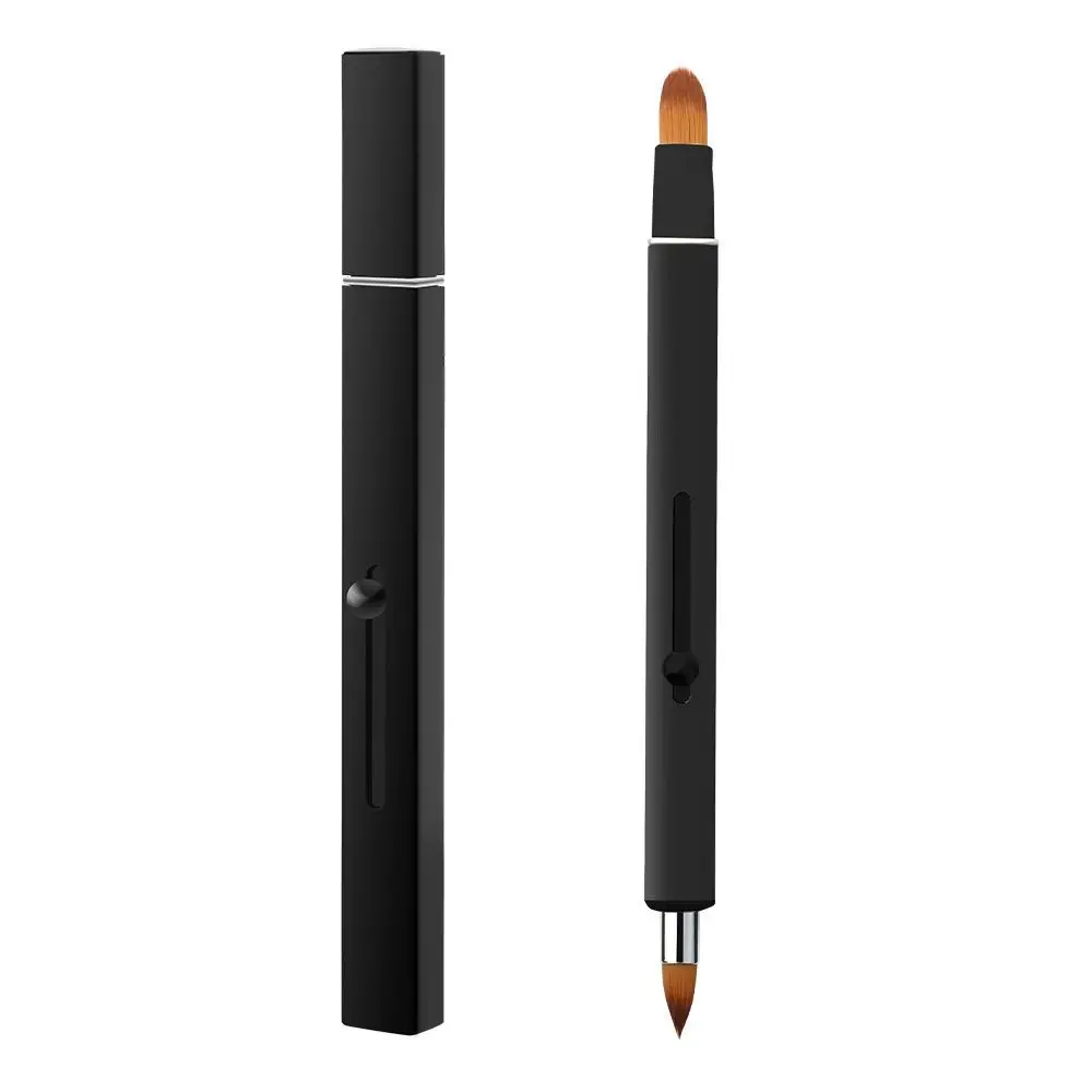 Aluminium Tube Retractable Lip/brow Brush Telescopic with Protect Cap Lip Gloss Brush Portable Makeup Brush