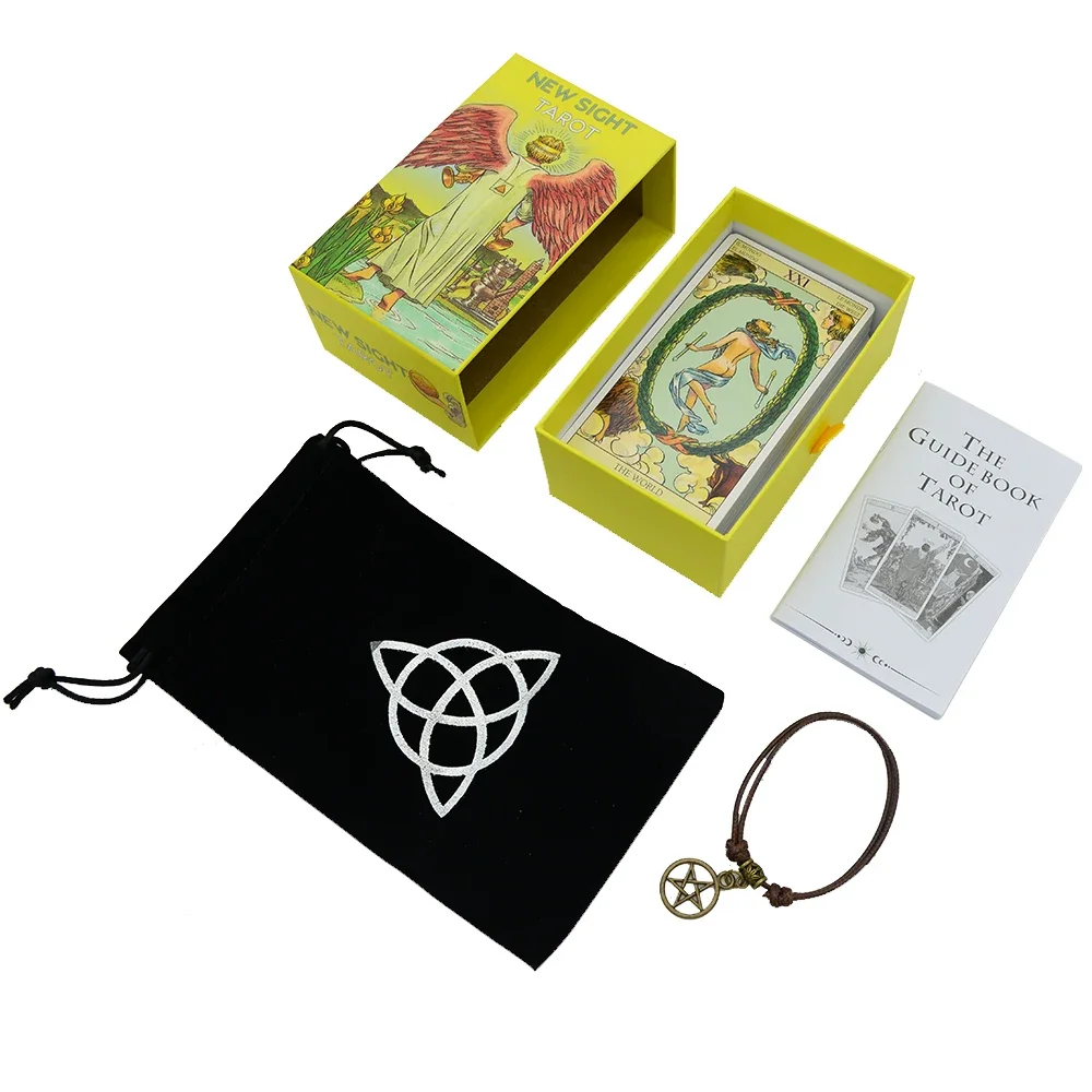 7 * 12cm Tarot Card Pull-out Gift Box with English Instruction Manual, Including Plush Card Bag, Fun Board Game Toys