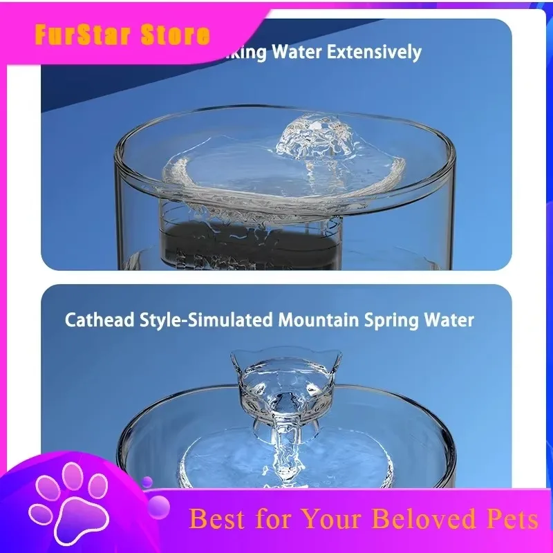 FurStarPet Automatic Filter Fountain With Sensor Cat Water Dispenser, Ultra Quiet Water Pump Cat Water Dispenser For Small Cat