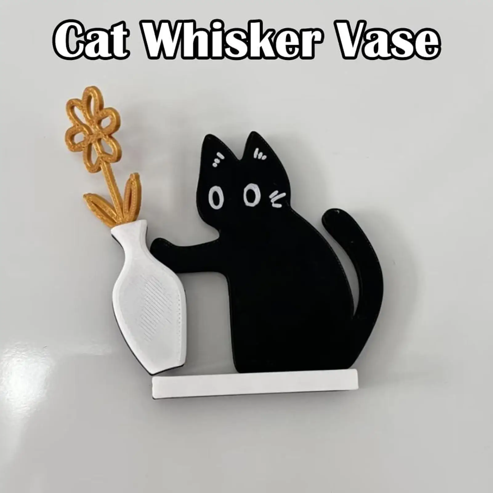 Cute Cat Pushing Vase Decor Fridge Magnet Home Office Memorial Box Cat Whisker Collection Gift for Cat Lovers