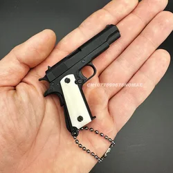 1:3 High Quality Metal Model Keychain Cow Bone Handle 1911 Pistol Toy Gun Miniature Alloy Pistol Collection Toy Gift Pendant