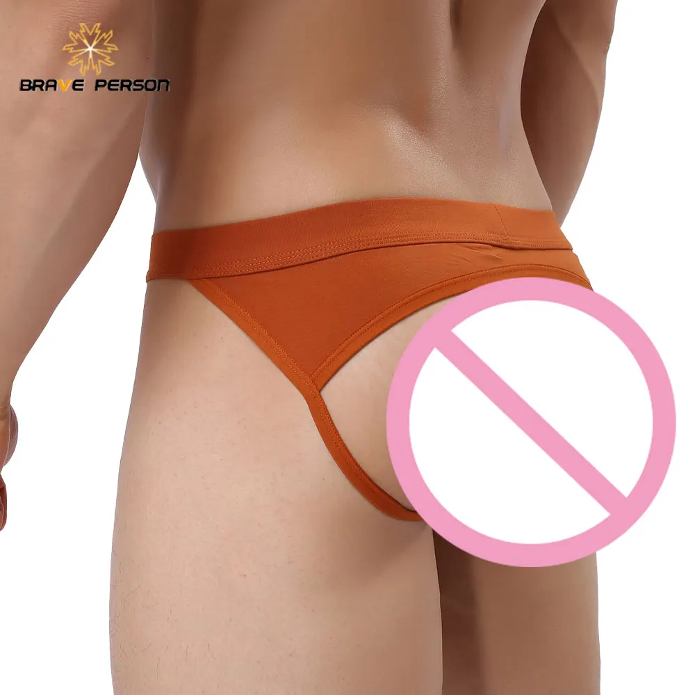 BRAVE PERSON Men's Double D Hollow Thong Briefs Sexy Jockstraps Gay Male Panties Comfortable Breathable Underwear