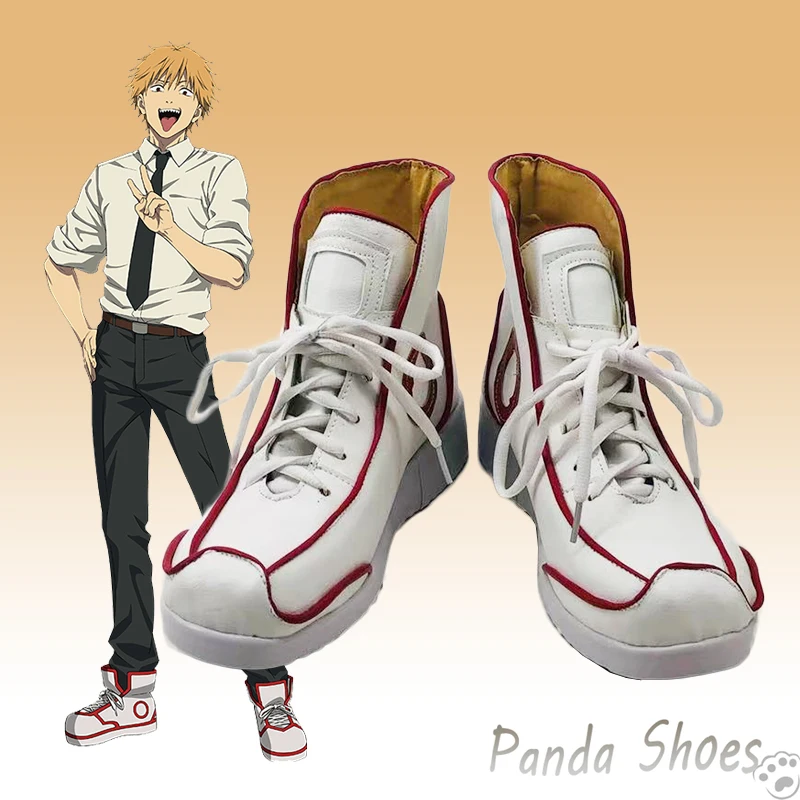 Anime motosega uomo Denji Cosplay scarpe Anime Cos stivali bianchi Comic Denji Cosplay Costume Prop scarpe per Con Halloween Party