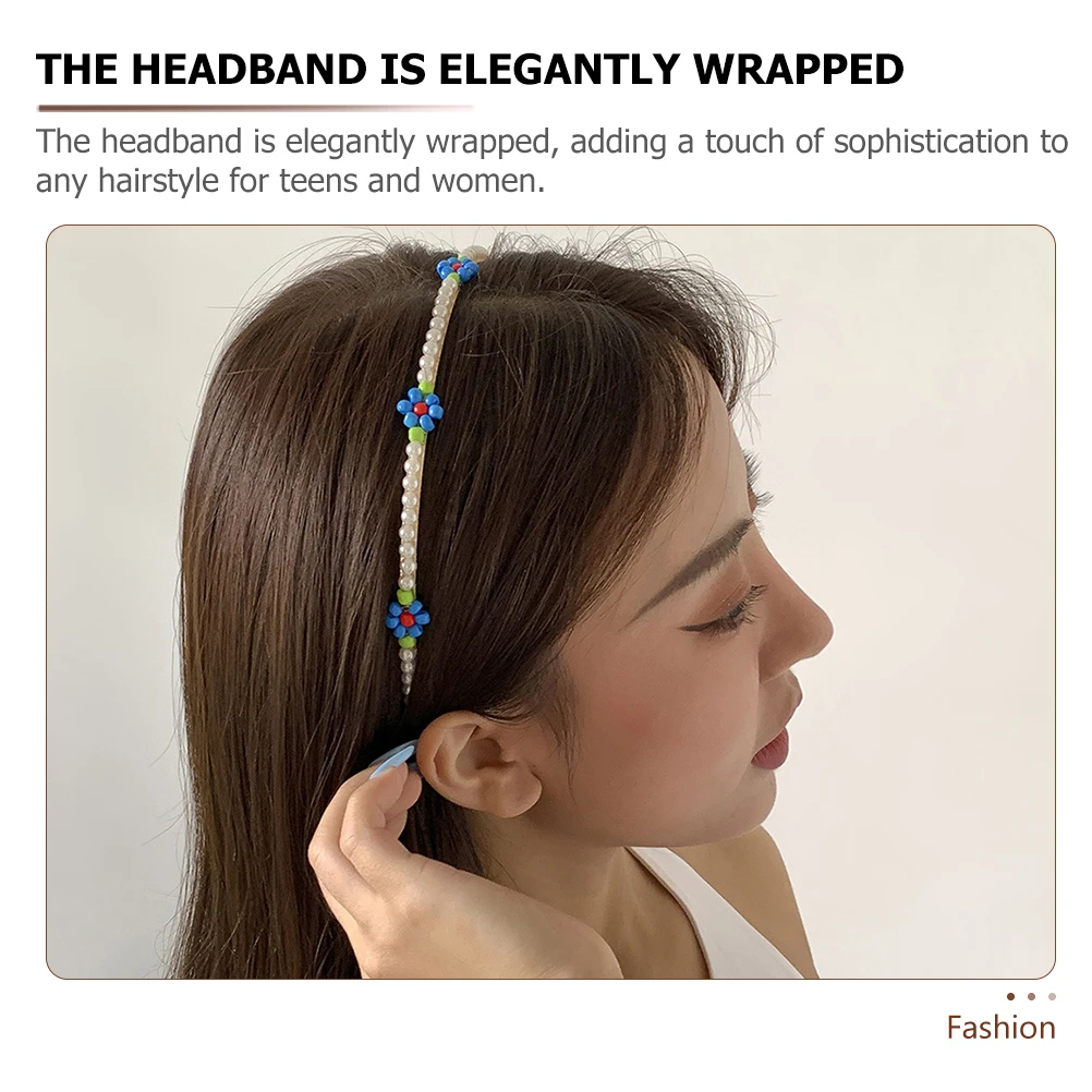 

Pearl Daisy Headband Imitation Floral Hairband Elegant Stylish Women Bridal Wedding Festival Accessories Daisies Rice Bead