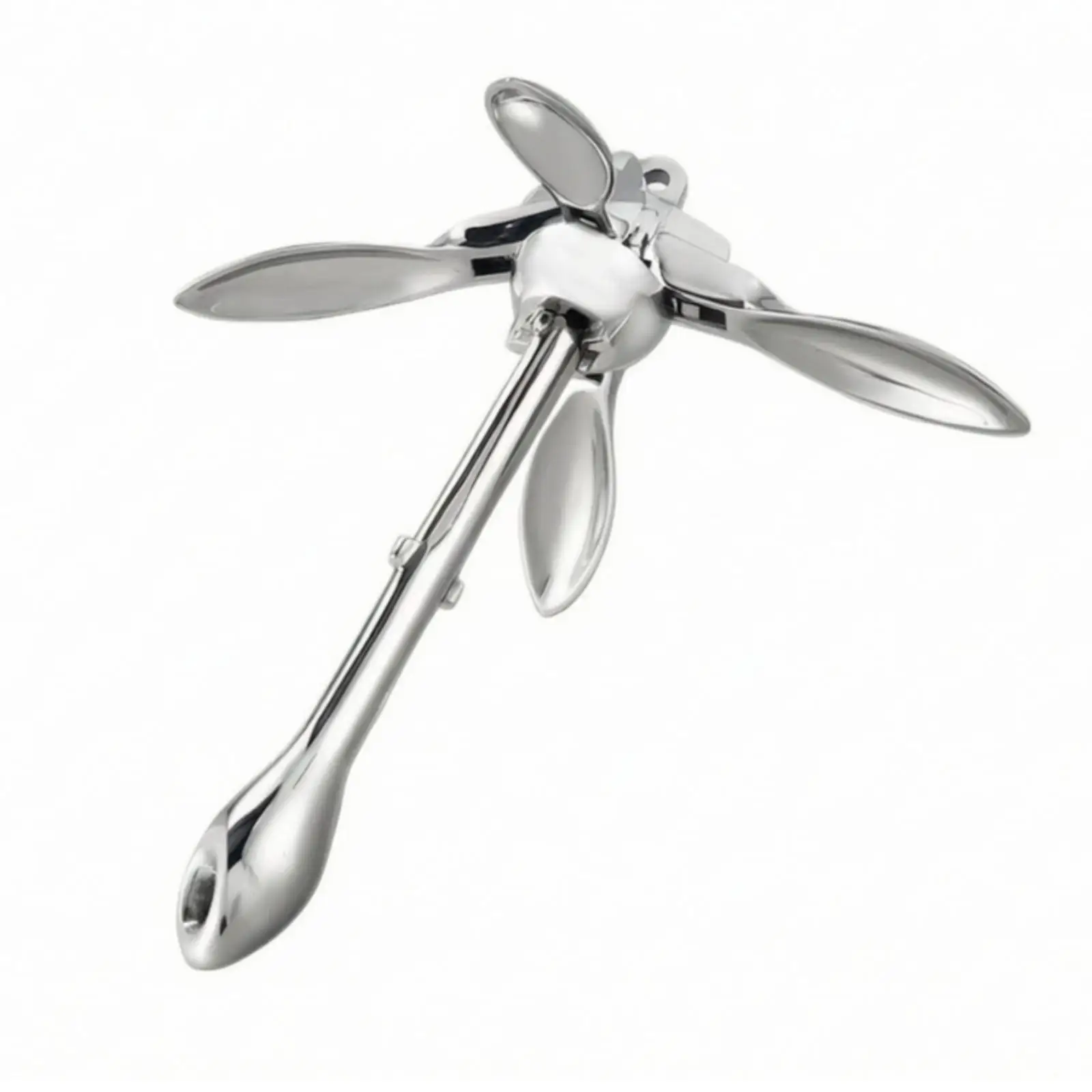 Folding Boat Anchor Marine-Grade Stainless Steel Folding Anchor Corrosion-Resistant Compact for Onboard Anchoring