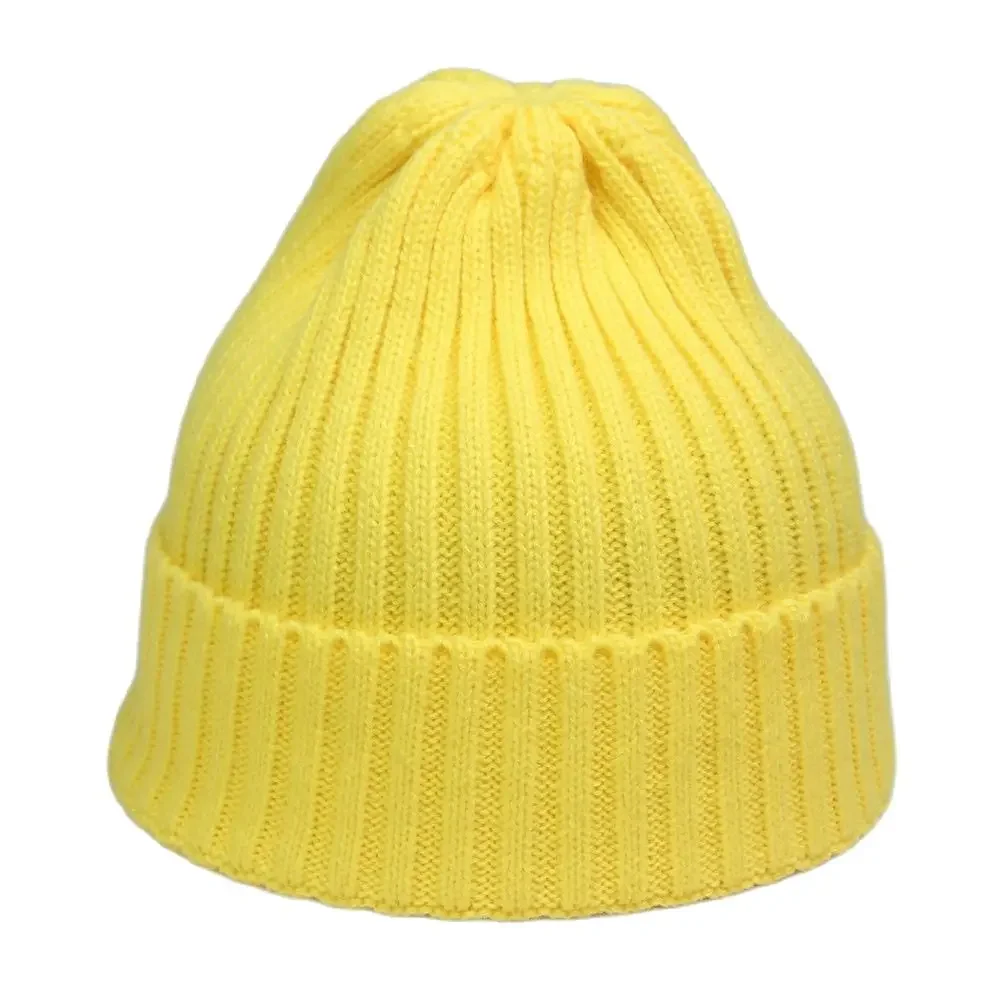 Bright Plain Knit Beanie Winter Women\'s Hats Blank Crochet Striped Skullies Cap Neon Yellow Hot Pink Grey White