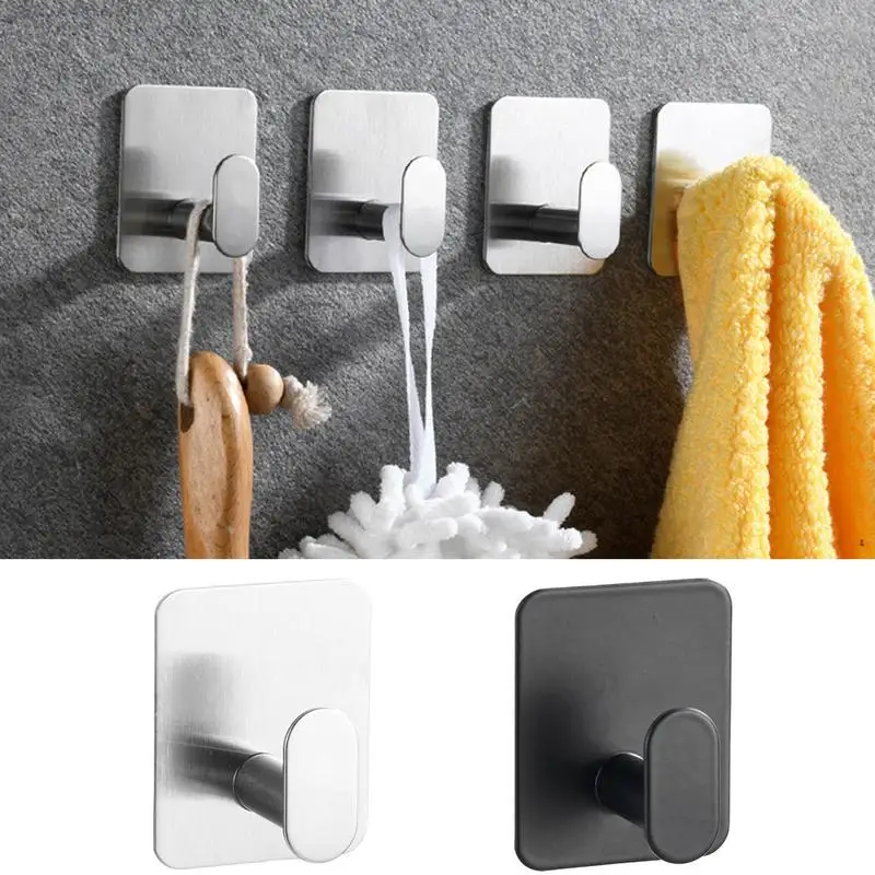 Heavy Duty Adhesive Wall Hooks Sticker Towel Key Cloth Coat Rack Door Bathroom Robe Hanger Bag Organizer Hook To Hang Hat