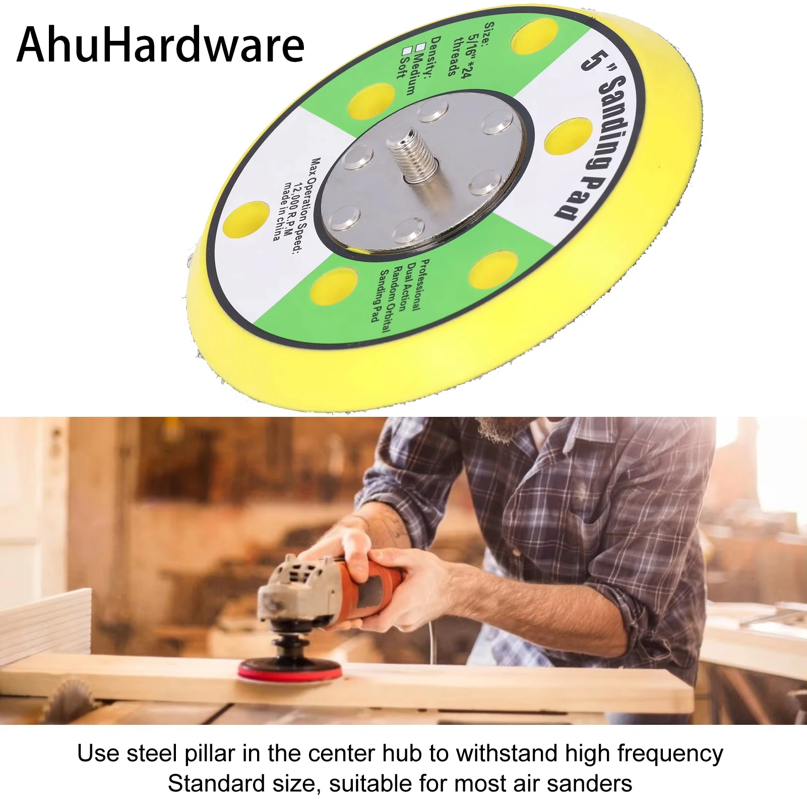 2025 5in M8 Sanding Pad PU Backing Plate Pneumatic Sander Buffer 12000RPM 5in Sanding Pad Pneumatic Sanding Pad