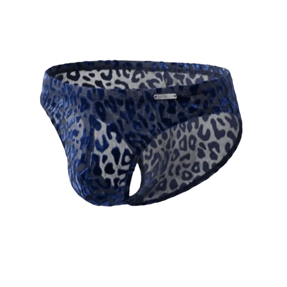 Quick Dry Ice Silk Men Briefs Mesh Lingerie Sheer Underwear Transparent Convex Pouch Leopard Print Panties Men