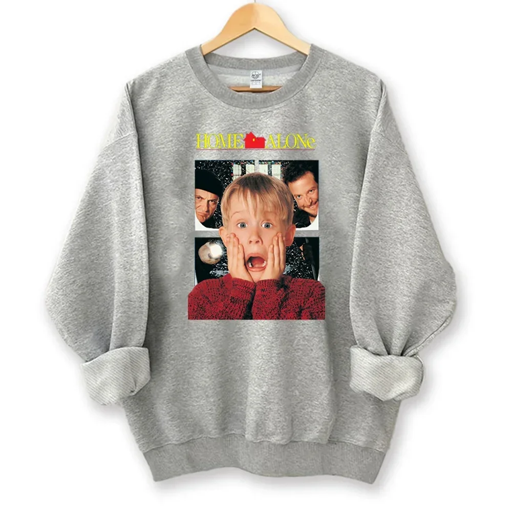 เสื้อฮู้ดดี้ลายหนังโฮมอโลนคริสต์มาส สไตล์ Y2K ตลกๆ สำหรับผู้ชายและผู้หญิง เสื้อฮู้ดดี้คอกลม แนวตลกๆ สำหรับฤดูใบไม้ร่วง มีหลายสี