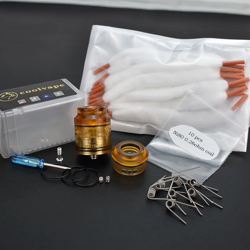 WolfCoolVape QP Kali V2 RDA | 25mm PC PEI Dual Coils Vape Rebuildable Atomizer