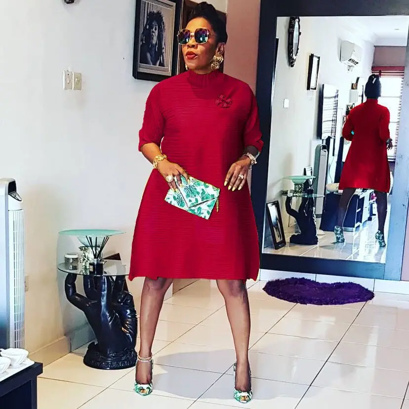 Fashion Plus Size Style Loose Women Summer A Line Elegant Pleated Casual Ladies Dress