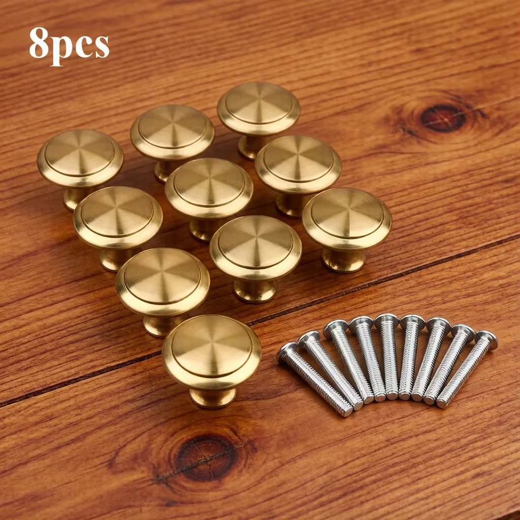 8 Stück goldene Einloch-Schubladengriffe, runde kleine Möbelgriffe für Kleiderschränke, schlichtes Design