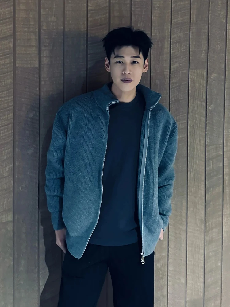 

Легкий мужской трикотаж на молнии с высоким воротником ort Sle Cleanfit, американский осенний модный свитер для верхней одежды