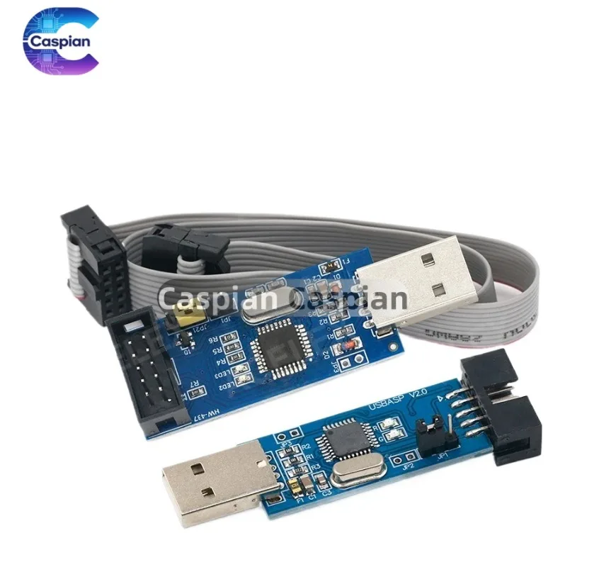 1Set USBASP USBISP AVR Programmer USB ATMEGA8 ATMEGA128 ATtiny/CAN/PWM 10Pin Wire Module DIY + 10Pin To 6 Pin Adapter Board