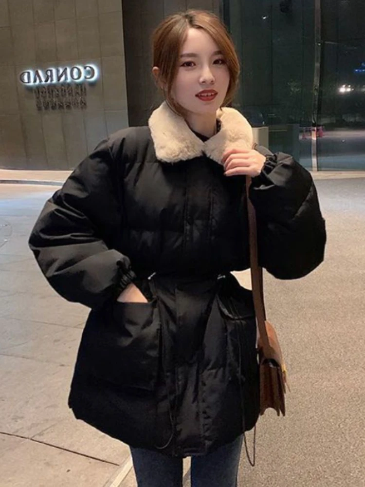 Vintage Parkas Women Shirring Special Attractive Basics Korean Style Leisure Simple All-match Solid Winter Ins Prevalent Tender