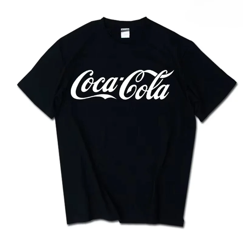 Classic Coca-Cola Logo Print T-shirt Men Women Casual Loose Cotton Short Sleeve Tee Retro Streetwear Unisex Tops t shirt