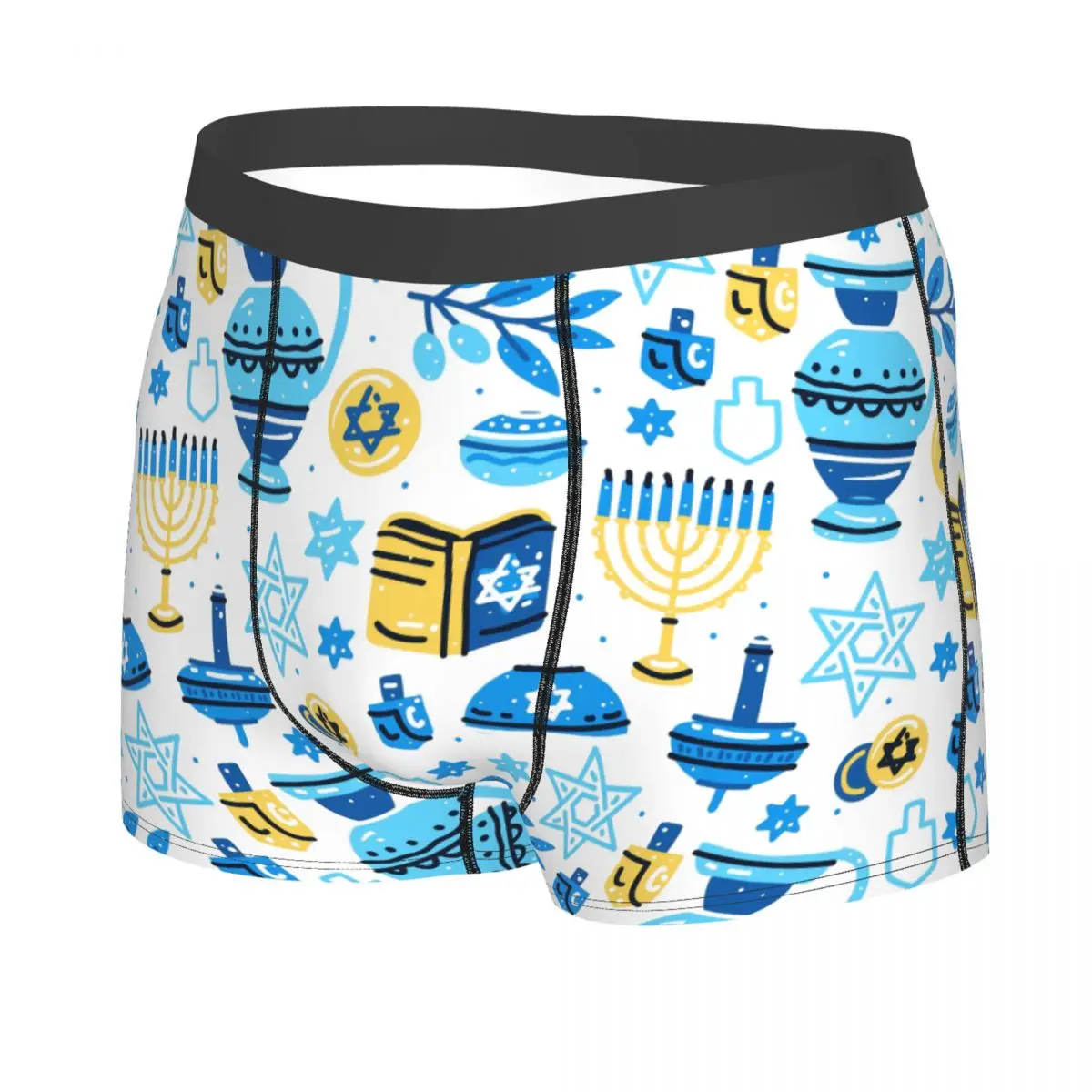 Hanukkah Pattern Men's Boxer Briefs,Highly Breathable Underwear,High Quality 3D Print Shorts Birthday Gifts