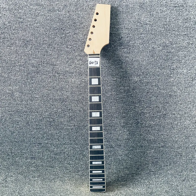 EN173  Uncut Headstock Electric Guitar Neck Maple With Rosewood 21 Frets 648 Scales Length for DIY Replace  White Block Inlay