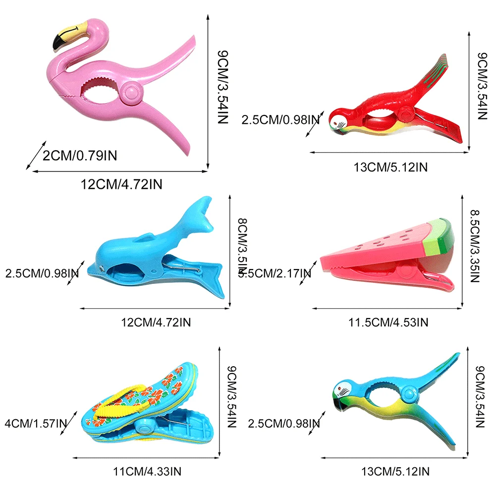 1/2Pcs Cute Plastic Beach Towels Clips For Sunbeds Sun Lounger Animal Decorative Clothes Pegs Pins Drying Racks Retaining Clip