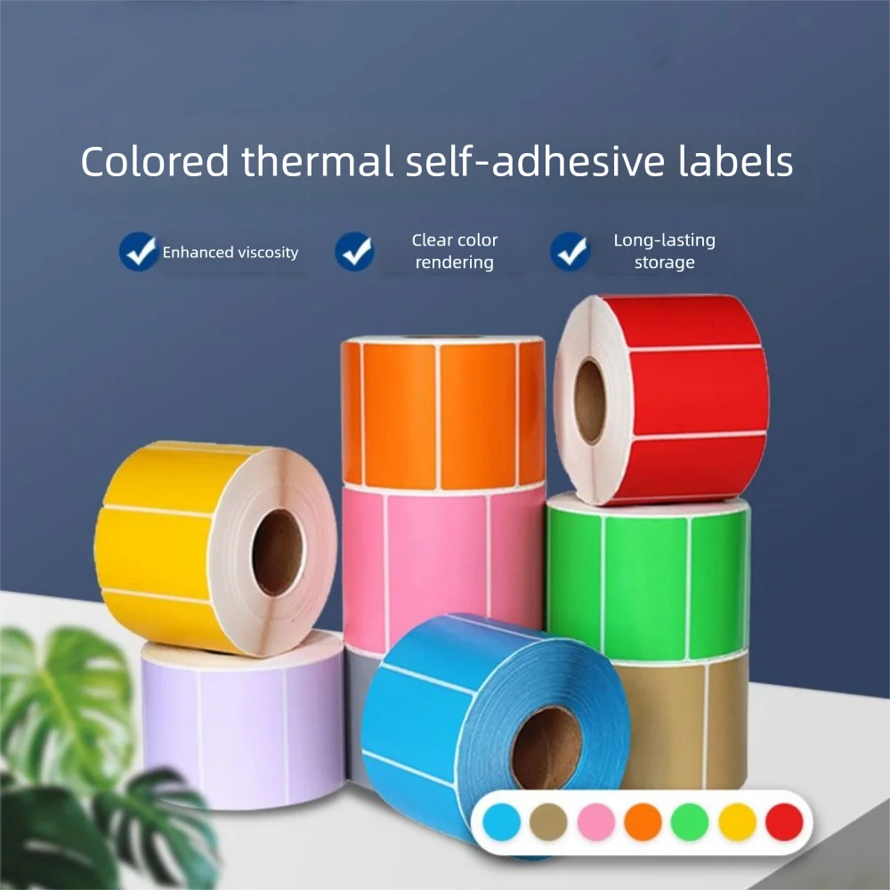 

500/800PCS Multicolor Thermal Paper Rectangle 40*30mm 40*60mm Self-adhesive Label Tool Strong Viscosity Label Sticker