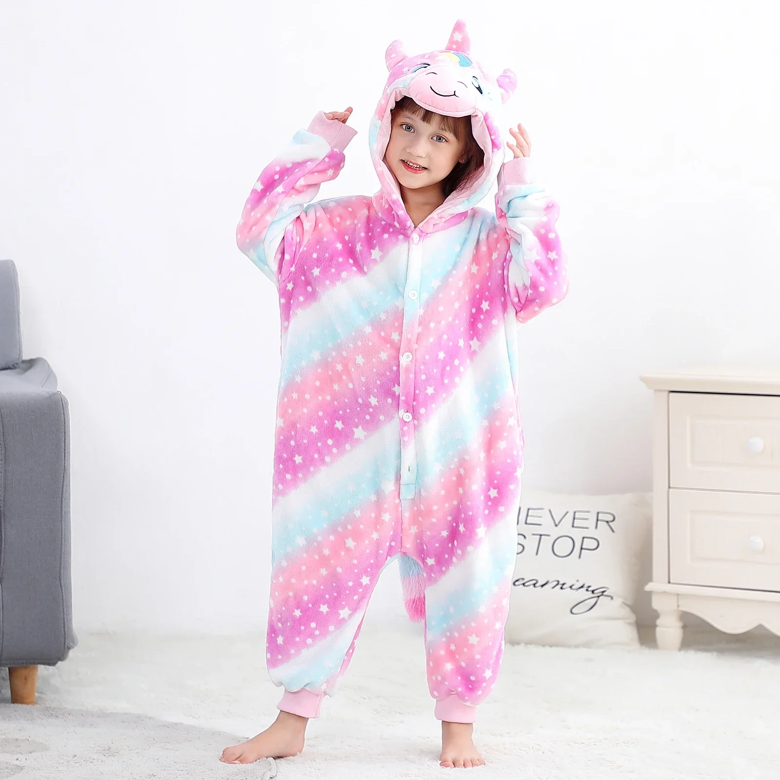 Kigurumi Cow Onesie Kids Unicorn Pajamas For Children Animal Cartoon Blanket Sleepers Baby Costume Winter Boy Girl Jumspuit