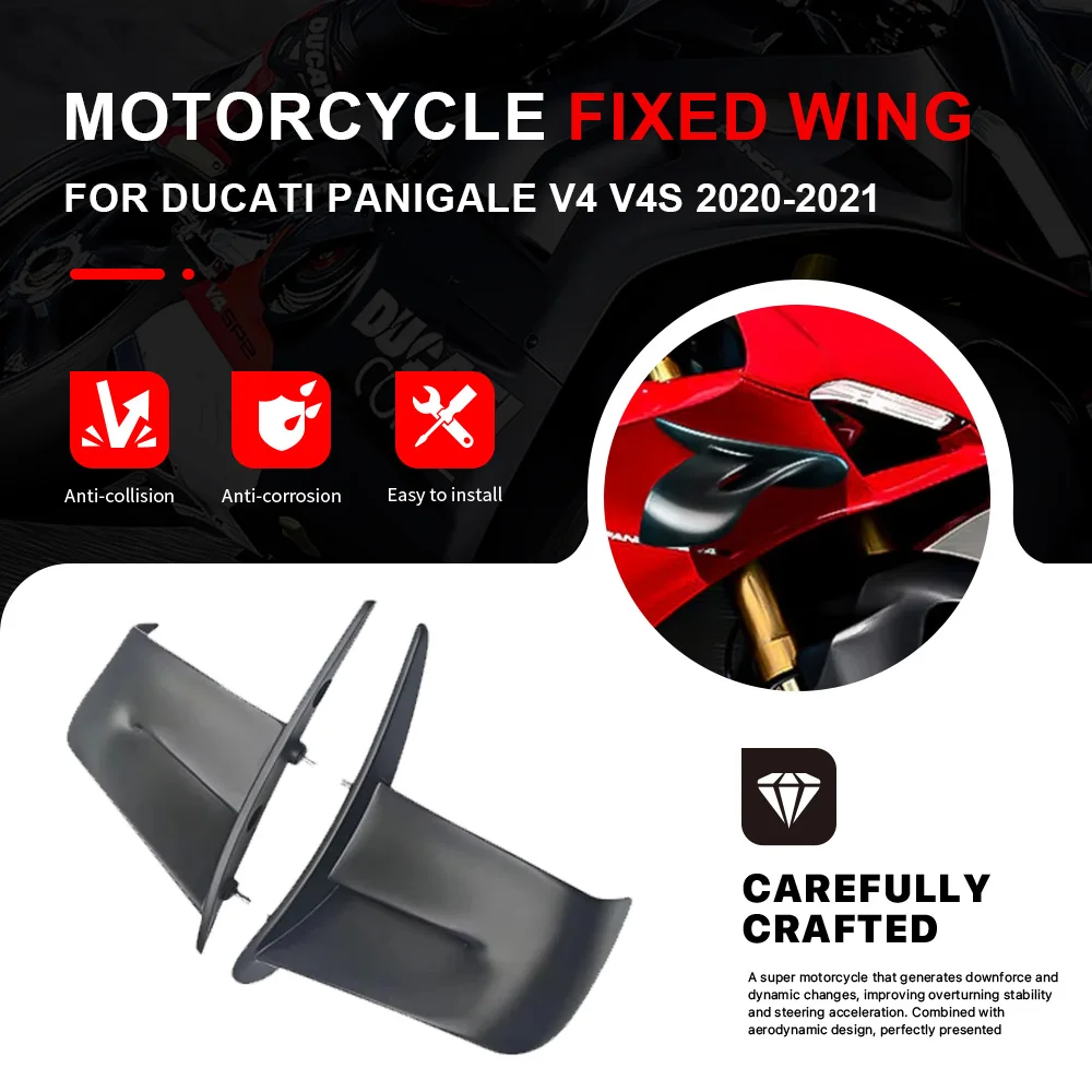 

Motorcycle Fixed Wing Spoiler Fairing For DUCATI PANIGALE V4 V4S 2020 2021 ABS Aerodynamic Wing Side Winglet Windshield Wing