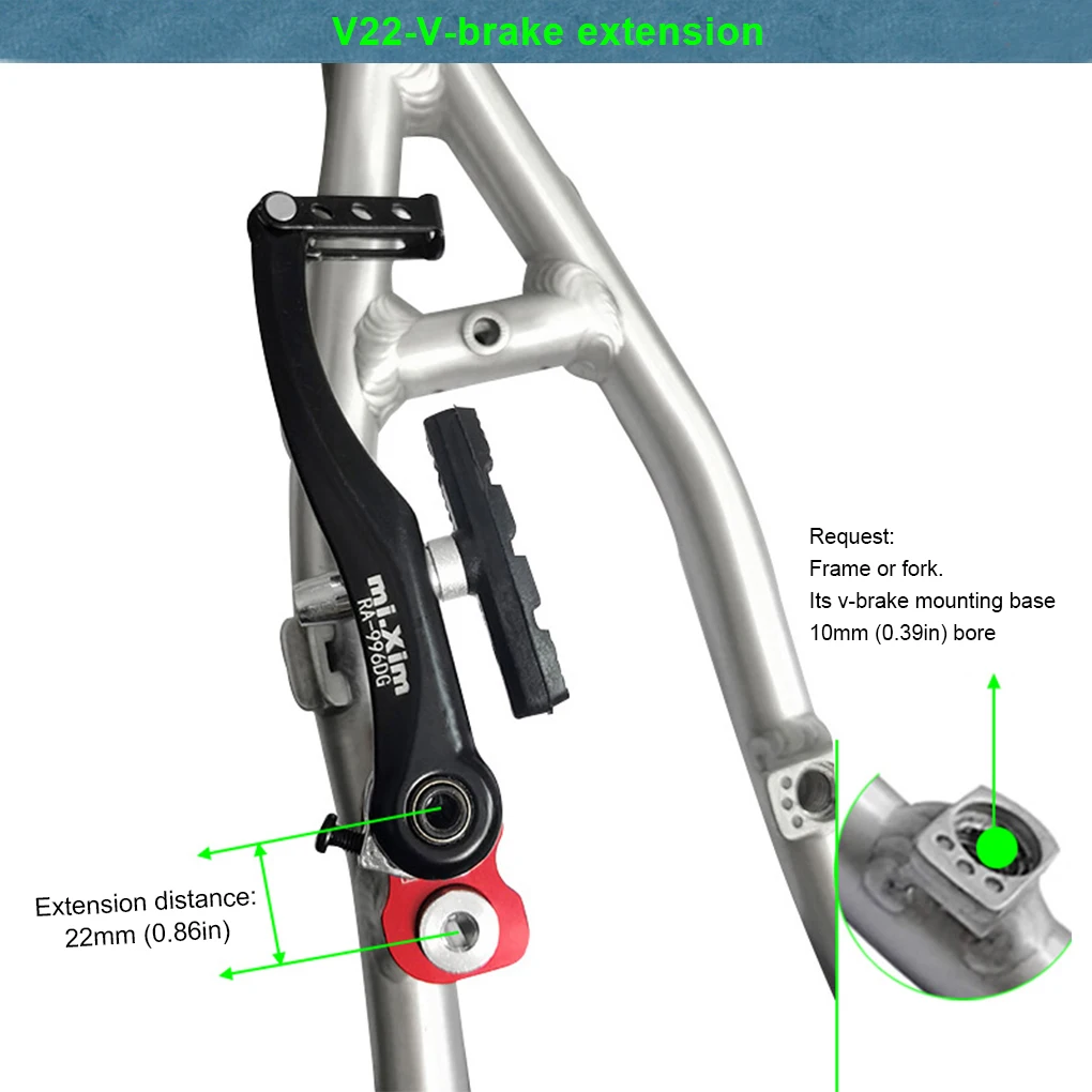 Mi.Xim Bicycles V Brake Caliper Extender Adapter Aluminum Alloy Parts Extension Converter Riding Accessory  Gold