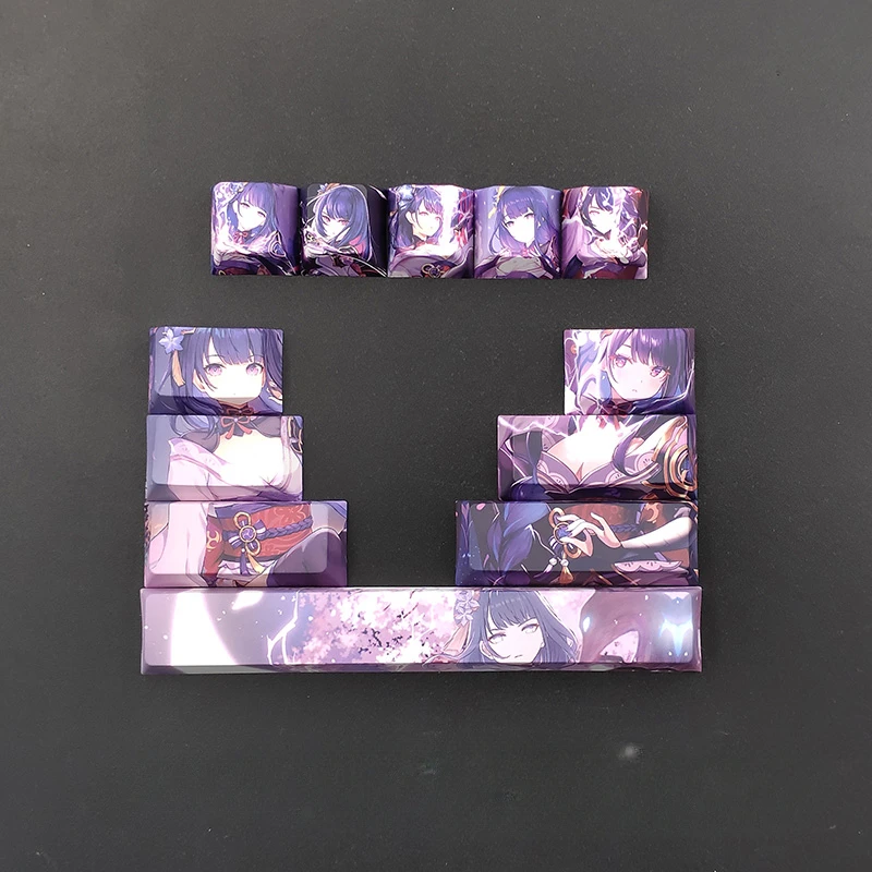 12ps Genshin Impact Anime Artisan Keycaps Cartoon Cute R4 PBT Key Cap Custom Keycaps for Mechanical Keyboard Accessories Gifts