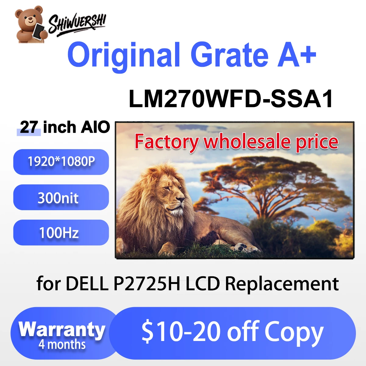 

27 "Новый оригинальный ЖК-экран LM270WFD-SSA1 LM270WFD SSA1 LM270WFD (SS)(A1) IPS 1920×1080 Подходит для Dell P2725H