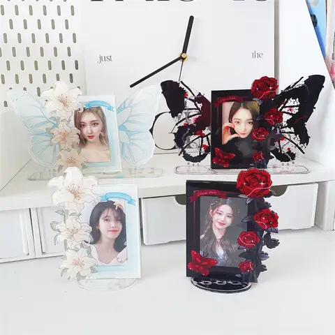 UUnique Rose Acrylic 3 Inch Insert Card Stand Photo Frame Card Holder Idol Photo Polaroid Photocard Display Stand