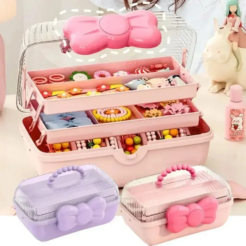 Cute Bowknot Multi-Layer Hairpin Storage Box Girls Jewellery Box Children'S Hair Accessories Storage Box Toy Storage Box