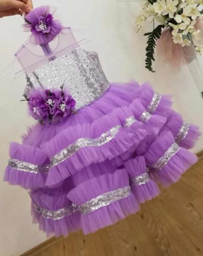 

New Baby Girls Birthday Dress Toddlers Purple Wedding Party Gown Baptism Ceremony Vestido for 1Y 3Y Infantil Clothing Kids Gift