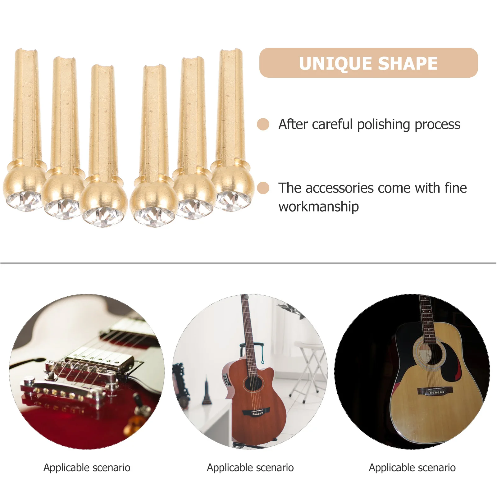 

6 Pcs Fixing Nails Copper Guitar Bridge Pin Tuning Peg for String Saddle Screw Pure Fork Accessories